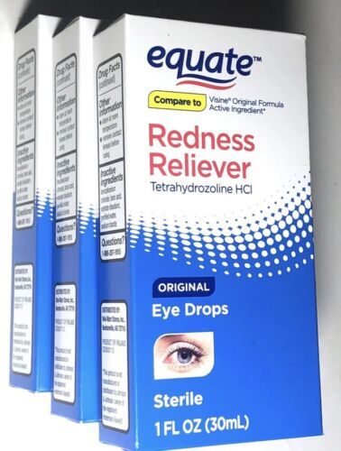 3PC  Equate Tetrahydrozoline HCl Original Redness Reliever Eye Drops 03/2025 - $15.72