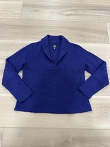 Eileen Fisher Size Large Purple Wool/Cashmere Blend V-Neck Long Sleeve S... - $39.59