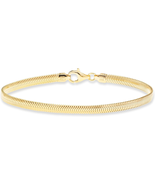 Men&#39;s Italian 18K Gold Over 925 Sterling Silver 4mm Herringbone Bracelet... - €43,94 EUR