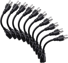 Miady Short Power Extension Cord Outlet Saver, 16AWG/13A, 3 Prong (10 Pack, Blac - £23.90 GBP