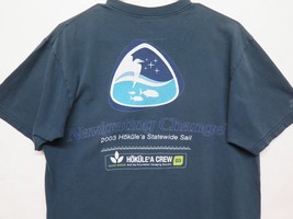Vintage 2003 Hokulea Sailing Team Crew Crazy Shirts Hawaii Mens M Blue Surf Tee - £22.64 GBP