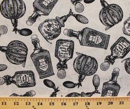 Perfume Bottles Victorian Vintage French Cotton Fabric Print by the Yard D505.24 - £6.22 GBP