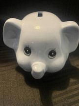 Blue Elephant ceramic piggy bank big eyes baby room coin bank 6.5&quot; tall - £11.15 GBP