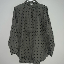 Sundance Lively Days Tunic Shirt Size M Polka Dot Pintuck Popover Green Black - $24.50