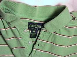 Aeropostale Mens Polo Shirt Cotton Green Striped Size Xl Authentic Fit - £9.45 GBP