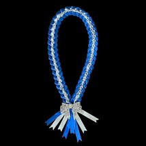 Graduation Blue &amp; Silver Four Braided Ribbons With Crystal Bow - $39.55