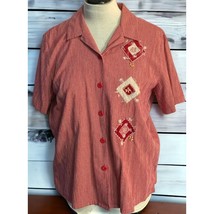 Napa Valley Womens Blouse Size Large Patchwork Red Gingham Shirt Button ... - £11.81 GBP