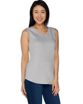 Isaac Mizrahi Ladies Womens Shirttail Hem Tank Top Heather Light Grey Plus 3X - £19.51 GBP