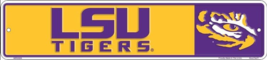 LSU Tigers Licensed Embossed 18&quot; x 4&quot; Sign NEW! - £9.35 GBP