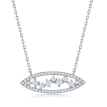 Sterling Silver Marquise Multi-Shaped CZ Adjustable Necklace - £46.90 GBP