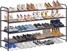 The Kimbora 4 Tier Long Shoe Rack For Closet, Wide Shoe Storage Organizer - £35.30 GBP