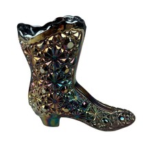 Fenton Iridescent Carnival Glass Daisy &amp; Button High Top Boot Vintage Marked - £18.44 GBP