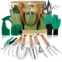 10 Pcs Heavy Duty Stainless Steel Gardening Tool Set with Tote Bag - Gif... - $50.44
