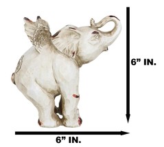 Whimsical Angel Winged Elephant With Trunk Up Faux Wood Carving Resin Figurine - £19.17 GBP