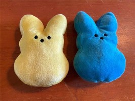 (2) Peeps Plush Bunny Rabbit Easter Toy Blue &amp; Yellow 6&quot; Stuffed Animals Easter - $13.99