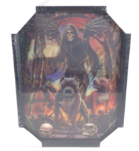 Skeleton With 3 Pitbulls 3D Dimension Lenticular Picture With Plastic Frame New - $24.75