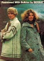 Vtg Misses Child Men Bernat Bulky Vest Sweater Coat Knit Crochet Patterns - £9.58 GBP