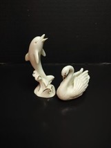 Lenox Ivory and Gold Animal Figures Porcelain China Set Swan Dolphin 2&quot;-3.75&quot; - £10.97 GBP