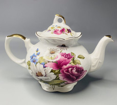 Vintage Arthur Wood &amp; Son Rose Floral Teapot Staffordshire England #6471 - £43.52 GBP