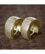 14K Yellow Gold Plated Simulated Diamond 4-Row Huggie Hoop Earrings For ... - £36.78 GBP