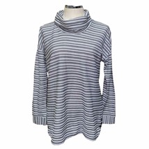 Talbots Petite Turtleneck Shirt Striped Black and White long sleeve larg... - $23.03