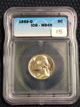 1959-D Jefferson Nickel 5¢ ICG Certified MS65 Gem Brilliant Uncirculated - £11.54 GBP