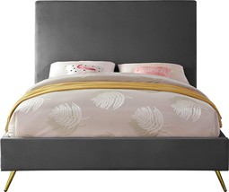 Modern | Contemporary Velvet Upholstered Bed With Complete Sets Of Gold And - £399.36 GBP