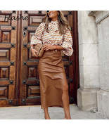 Fashion Two Piece Set Women Bow Design Print Long Sleeve Blouse High Wai... - £55.99 GBP+