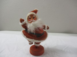 Vintage Red Plastic felt dancing Santa Claus Christmas Ornament 7&#39;&#39; tall - £27.14 GBP