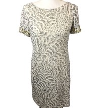 Muse for Boston Proper Womens Short Sleeve Dress Sz 10 Bejeweled Sleeves Gray - £26.06 GBP