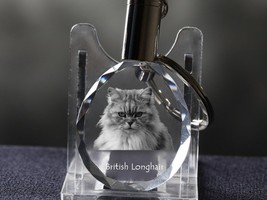 British longhair, Cat Crystal Keyring, Keychain, High Quality, Exceptional Gift - £22.16 GBP