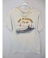Vtg USS Missouri BB-63 Tee T Shirt Made In USA Sz M Mighty Mo - £54.93 GBP