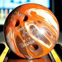 Vintage Bunswick Orange Brown Swirly Marble Crown Regal Bowling Ball 10 lb HI960 - £51.49 GBP