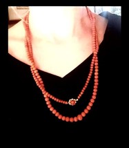 55g! 47.5” flapper 14k LONG natural NO dye salmon rich coral beads necklace - $1,161.85