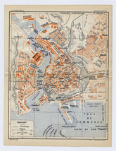 1926 Original Vintage City Map Of Brest / Bretagne Brittany / France - £16.08 GBP