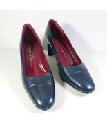Charles Jourdan Blue Leather Court Shoes Size 7 1/2 B in a Classic Silho... - $75.22 CAD