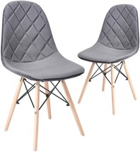 Canglong Mid Century Velvet Upholstered Dining Chair With Wood Legs, Set Of 2. - £102.27 GBP