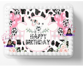 Pink Baby Cow Print Edible Image Edible Birthday Party Cake Topper DIY C... - $14.18+