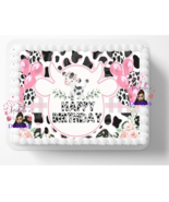 Pink Baby Cow Print Edible Image Edible Birthday Party Cake Topper DIY C... - £11.15 GBP+