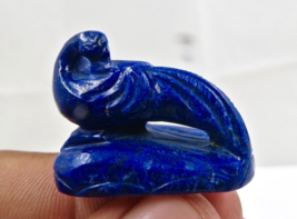 Natural Lapis Lazuli Carved Peacock 21 mm 46 Ct Gemstone For Designing Jewelry - £56.04 GBP