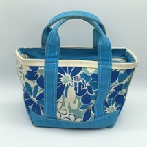 LL Bean Blue Floral Print Mini Zip Boat &amp; Tote Canvas Bag - £31.64 GBP