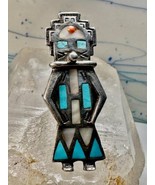 Large Kachina ring Navajo turquoise mother of pearl coral size 7 sterlin... - £271.00 GBP