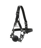 PU Leather Nose Hook Mouth Gag With Breathable Silicone Black Ball Gag - $40.00