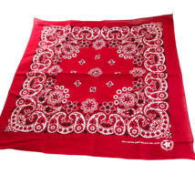 Paisley Bandana Handkerchief Bright Red Cotton Made in USA 21 in Head Scarf - £7.95 GBP