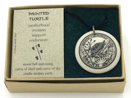 Porcelain Handmade Painted Turtle Necklace Pathfinders Touchstone Pottery - £12.08 GBP