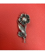 Vtg Sterling Silver Intricate Floral Brooch Pin 2” High Stamped Mexico 925 - $864.26 MXN