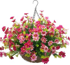 Mothers Day Gifts for Mom Wife, Artificial Hanging Flowers with Basket,Fake Dais - £38.41 GBP