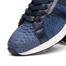 Hand-painted genuine Snake and calfskin Sneaker Shoes Verona Navy image 4