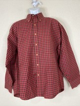 Vtg American Eagle Men Size XL Red/Blk Check Button Up Shirt Long Sleeve Starch - £6.55 GBP