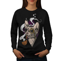 Wellcoda Sphynx Smoke Cool Cat Womens Sweatshirt,  Casual Pullover Jumper - $28.91+